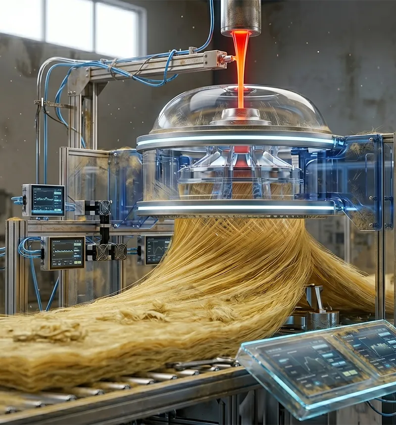 Glass wool blanket installation in commercial HVAC ductwork